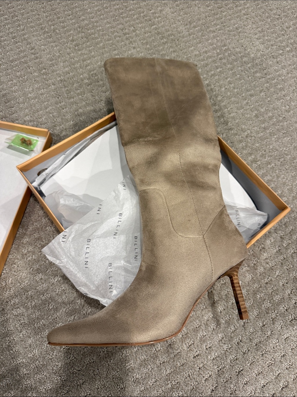 Billini Taupe Suede Pointed-Toe Mid-Calf Boot